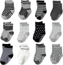 Non Slip Grip Ankle Baby Socks 12 Pack for Toddler Boys and Girls Kids,Infant Cu