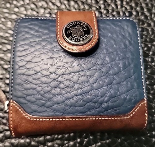 Dooney & Bourke Geldbörse Vintage Navy und Braun Leder Schön - Bild 1 von 12