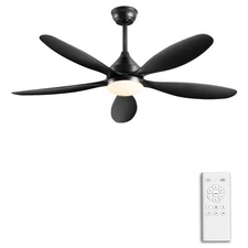 Ceiling Fans with Lights - 52 Inch Black Modern Ceiling Fan with Remote, 3CCT...