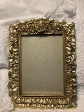 Romantic Vintage Resin Picture Frame Roses Ribbons  Ruffles Holds 5 X 7 Photo