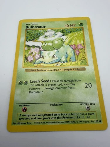 Pokemon TCG Bulbasaur 44/102 Shadowless Base Set LP Condition