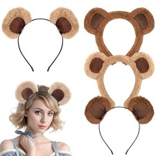 Fuzzy Bear Ears Headband for Women Girls Cosplay Costume Hair Accessory