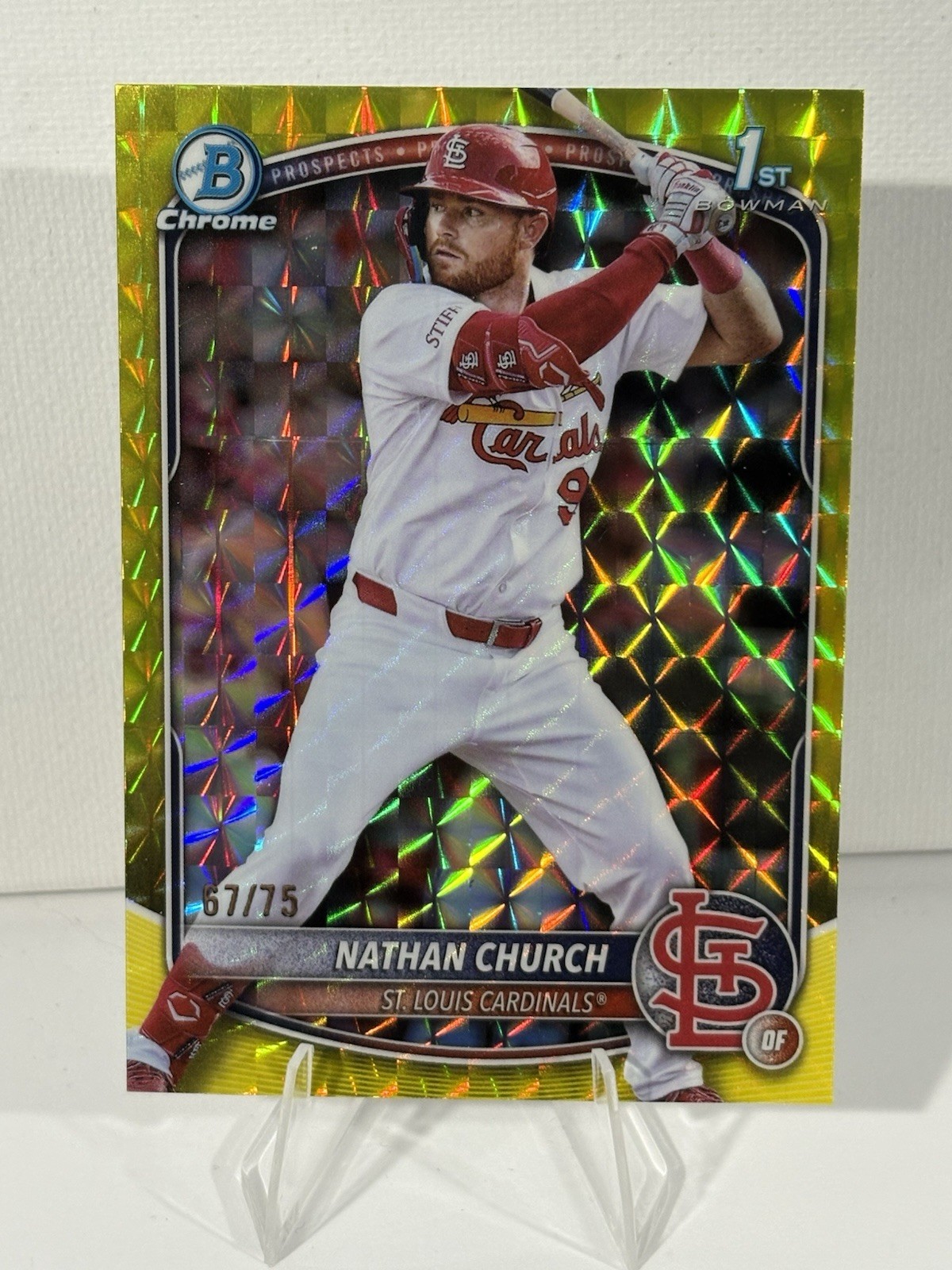 2025 Bowman Chrome NATHAN CHURCH Yellow Geometric /75 1st Bowman