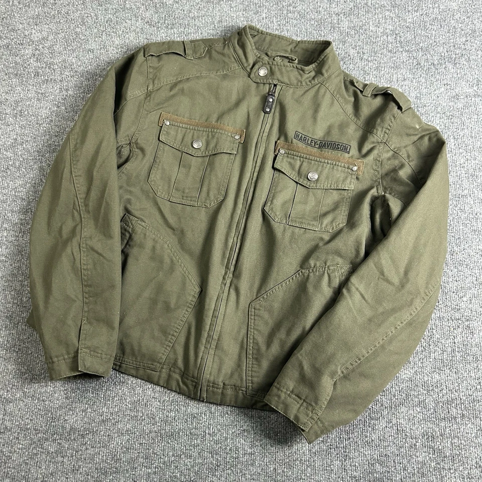 Chaqueta Harley Davidson para hombre verde militar/bar y escudo/motocicleta/talla L Foto 2 de 4
