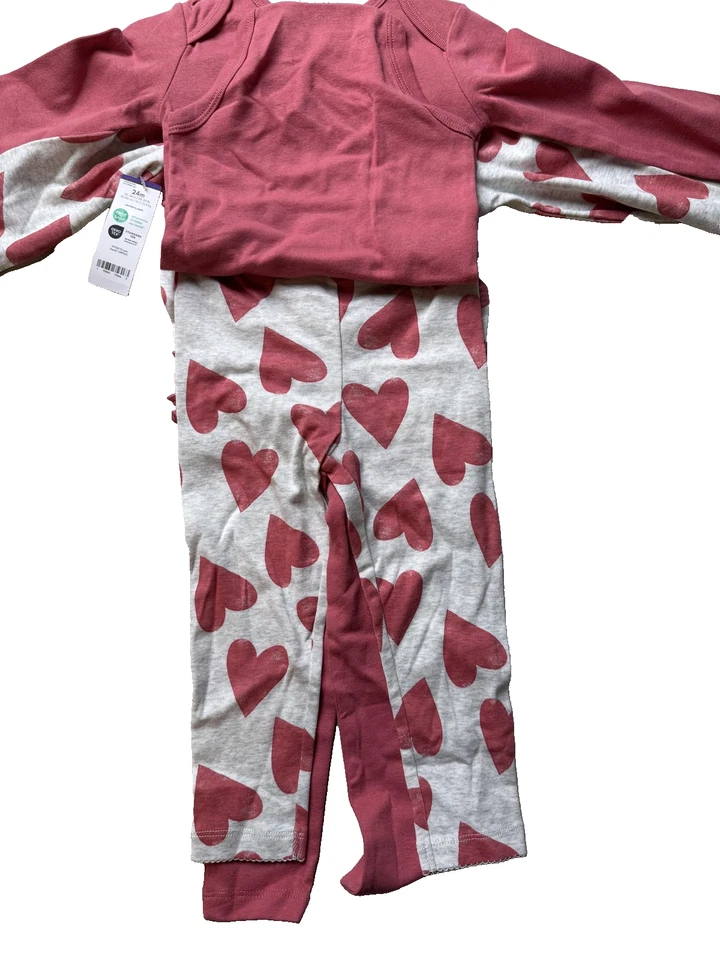 Conjunto de roupa Carter's bebê menina 24 meses AMOR bodysuit coração calça legging babado - Imagem 4 de 4