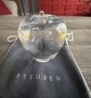 Steuben life-sized apple shaped crystal clear glass apple paperweight. Vintage