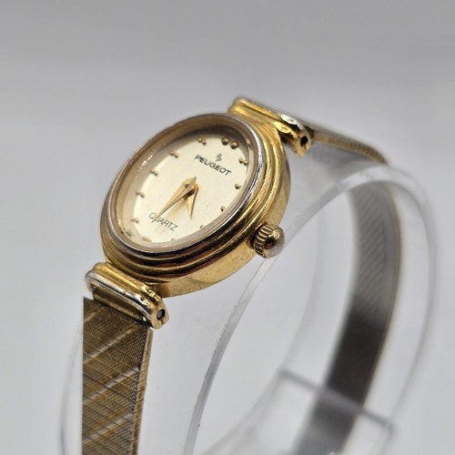 Peugeot Gold Tone Ladies Danity Quartz Watch 16mm Oval Metal Band New Battery - Picture 3 of 7
