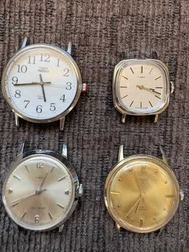 Vintage Timex Lot Of 4 3 Mechanical 1 Working 1 Quartz