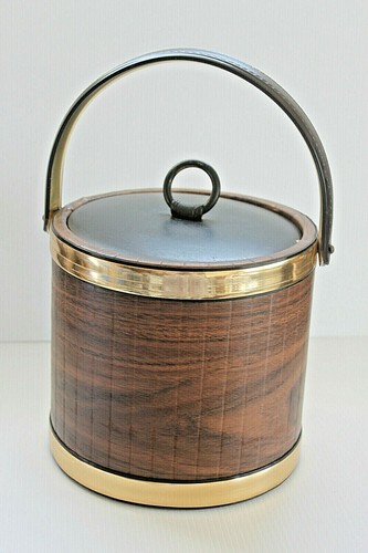 Secchiello ghiaccio bar KRAFTWARE vintage oro e marrone Naugahyde MCM anni 60 - 70 - Foto 2 di 12