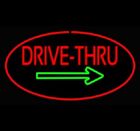24"x14" Neon Sign Drive Thru Arrow Open Light Lamp Workshop Garage Collection