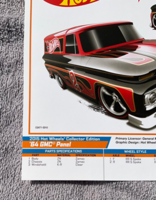 Hot Wheels 64 GMC Panel 2015 Kmart sign e-sheet collector edition