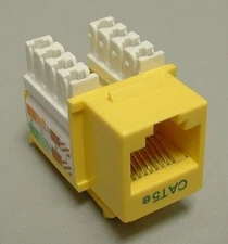 CAT5e Premium Keystone RJ45 110 Punch Down Keystone Snap-In Jack Insert - Yellow