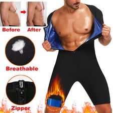 Men Bodysuit 3-In-1 Sauna Sweat Shirt Heat Trapping Weight Loss Full Body Shaper