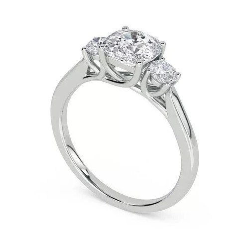 3Ct Cushion Cut Lab Created Diamond 14K White Gold Plated Women's Wedding Band - Picture 3 of 4