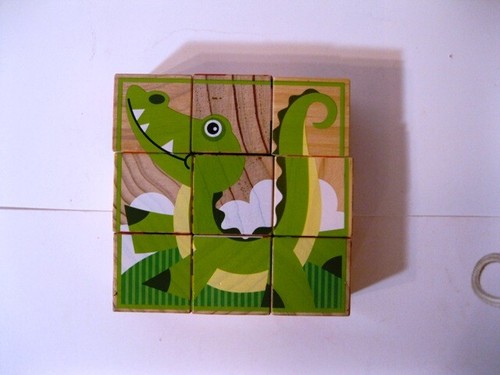 9 teiliges Holzklotz Set mit 6 verschiedenen Tieren Puzzles zum Lösen 🐱🐄🐎🦎🐕 - Bild 8 von 8