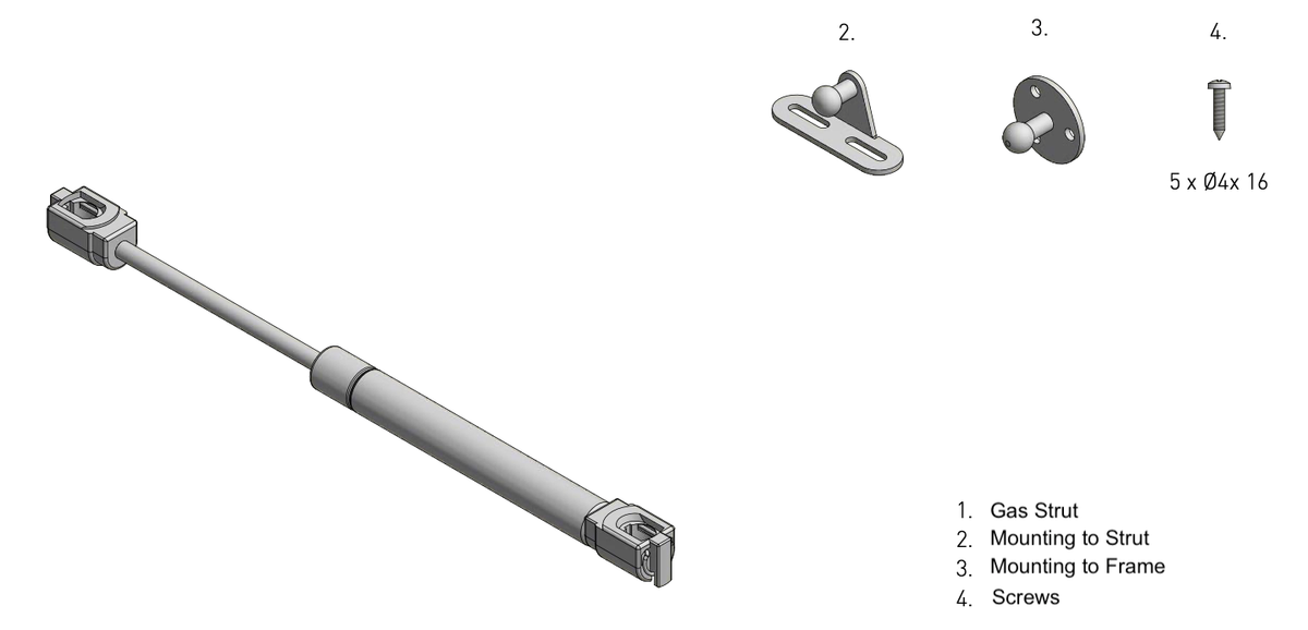 2x 50N Cerniera Idraulica A Gas Per Armadio, Per Sollevamento Gas Strut - Foto 3