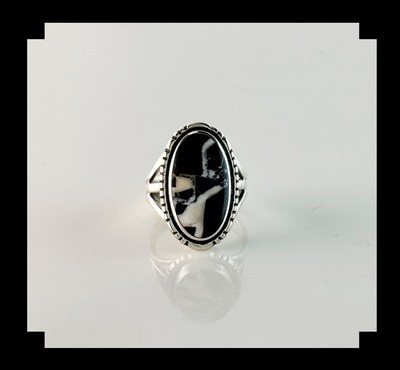Handcrafted Sterling and White Buffalo Ring Size 8 1/4