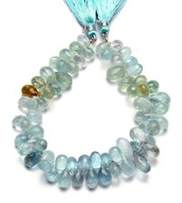 Natural Gem Multi Aquamarine 9x6mm Size Faceted Teardrop Briolette Beads 8"