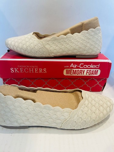 Skechers Women's Cleo-Honeycomb Ballet Flat, Natural, 9.5 W US - Picture 3 of 5