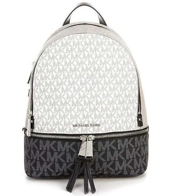  Michael Kors Rhea Zip Medium Backpack Aluminum/Pearl Gray One  Size : Clothing, Shoes & Jewelry