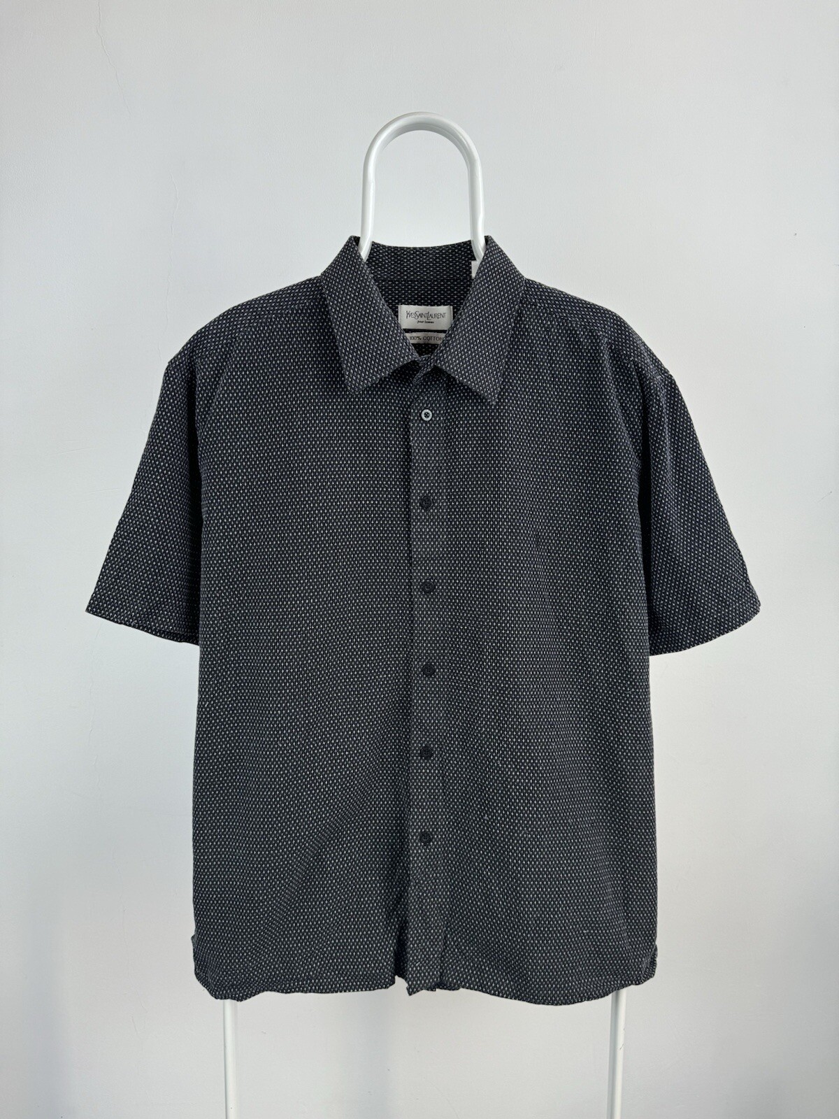 SAINT LAURENT Camicia vintage Yves Saint Lauren stampa struttura manica corta taglia XXL