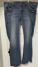 Vigoss Women’s Jeans Chelsea Slim Boot Blue Distressed Medium Wash 44/31