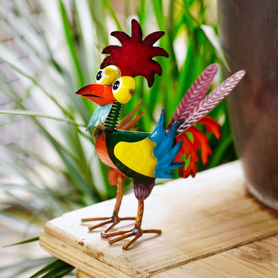Funny garden rooster statue Indoor/Outdoor Wacky Metal Rooster Yard