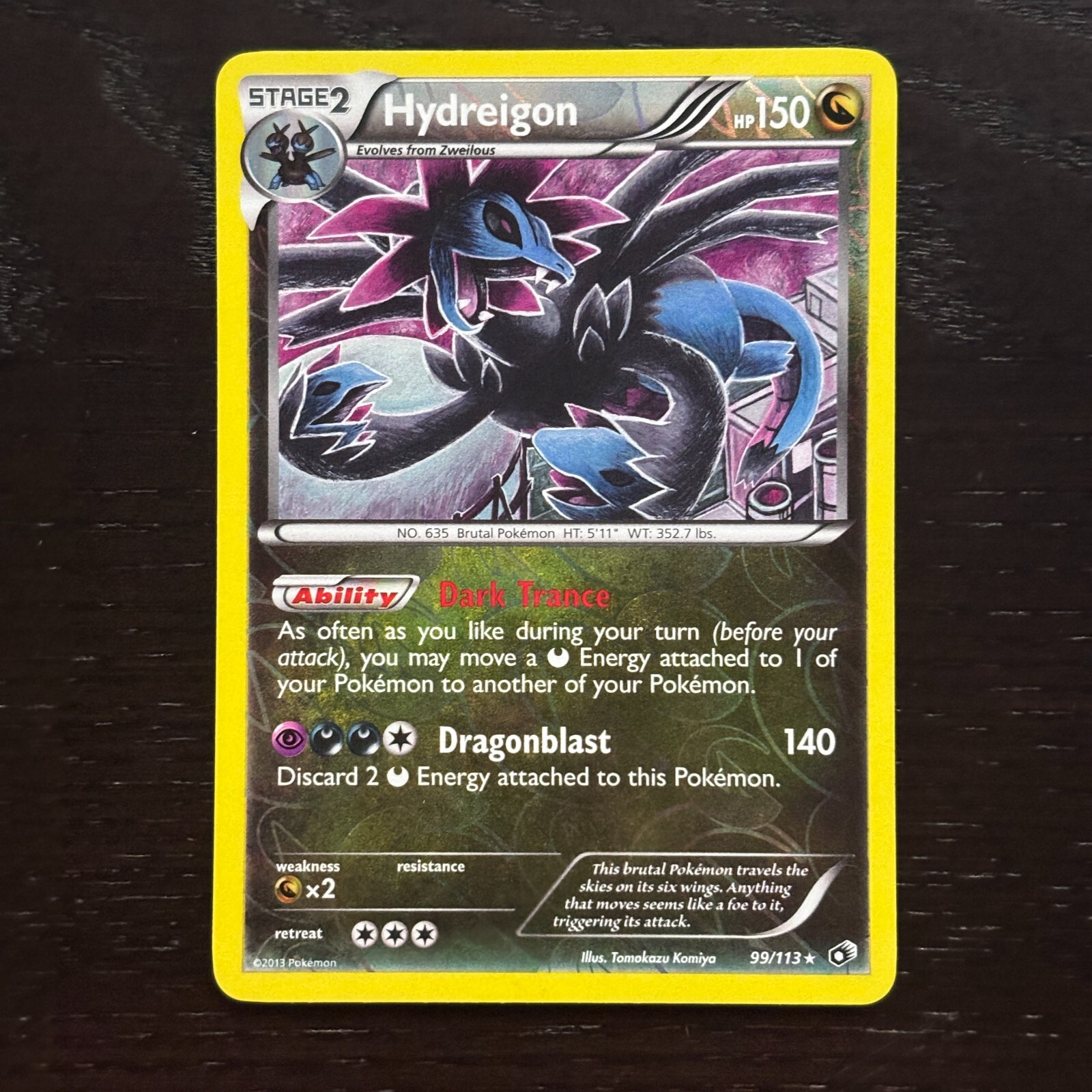 Hydreigon 99/113 Pokemon Legendary Treasures B&W Reverse Holo Rare Card LP