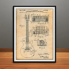 1955 Gibson Les Paul Patent Print Art Drawing Poster