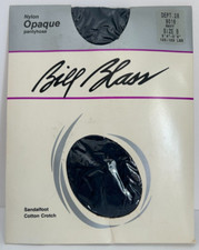 Vtg Bill Blass Opaque Pantyhose Navy Size B 5'4"-5'8" 125-155lbs Sandalfoot NOS