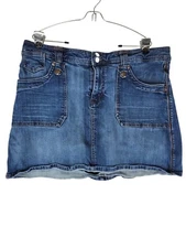 Venezia 90s  Y2K Skort Womens Size 18 Blue Denim Big Pockets Dual Button