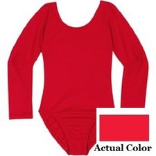 Mondor 497 Red Women's Size Medium 8-10 Long Sleeve Leotard