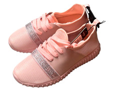 BEBE Little Girls Lightweight Fashion Rhinestone Sneakers Pink Sz 4 Tennis shoes