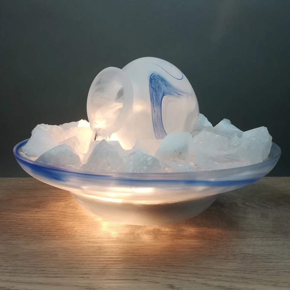 Zimmerbrunnen Glasamphore in Glasschale 25 cm, beleuchtet - Bild 1 von 4