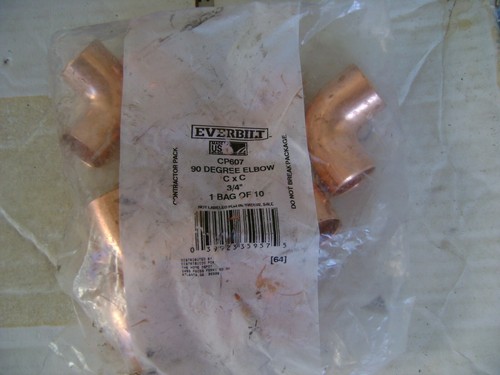 Everbilt 3/4" 90 Degree Elbow 10 pc Copper
