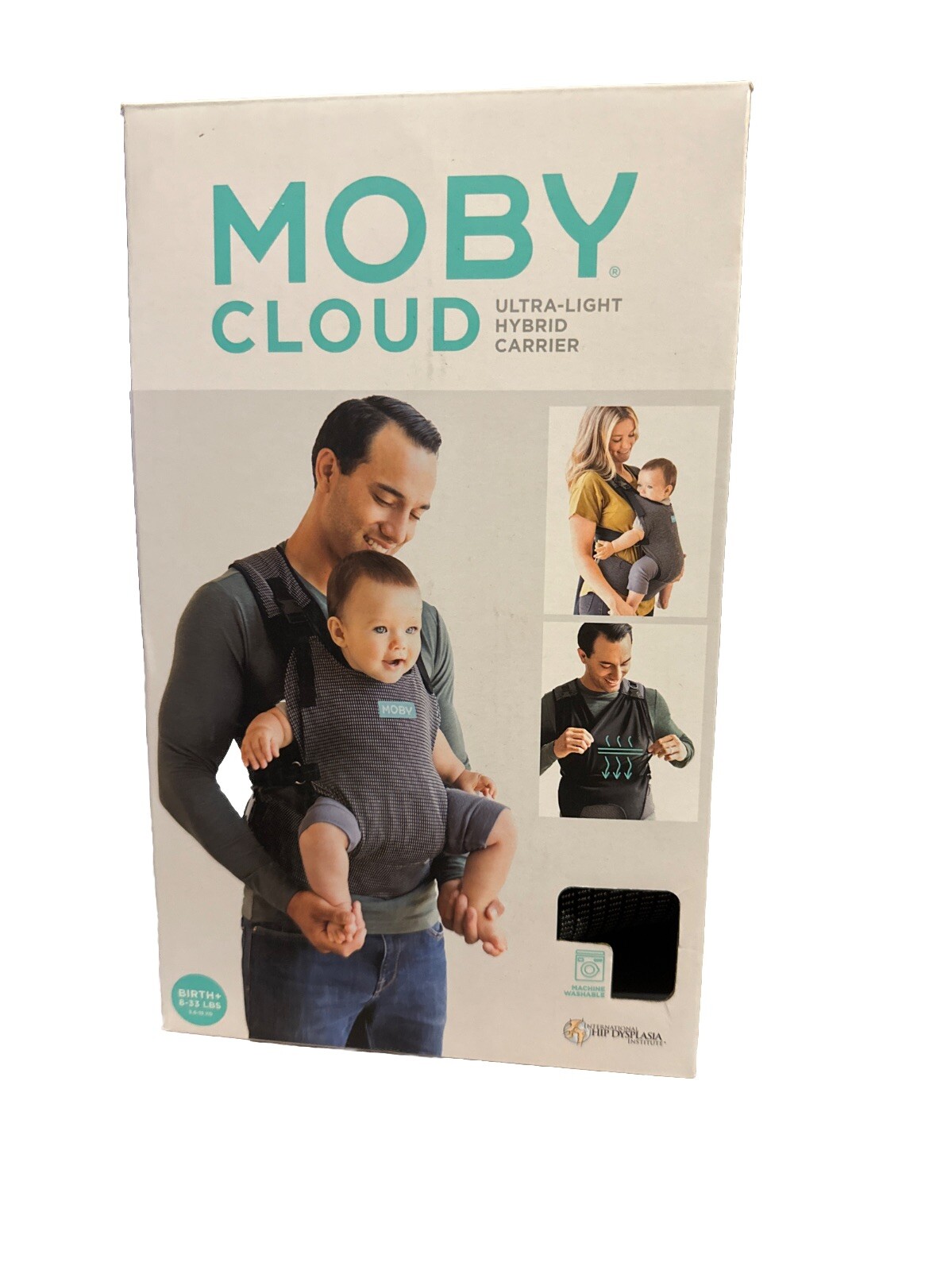 NEW MOBY Cloud Ultra Light Hybrid Baby Carrier Sling Black And Gray Birth-33lb-image