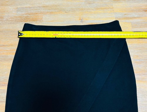 Witchery Black Stretch Cross Over Pencil Skirt Size 8 Assymetrical Split - Picture 5 of 5