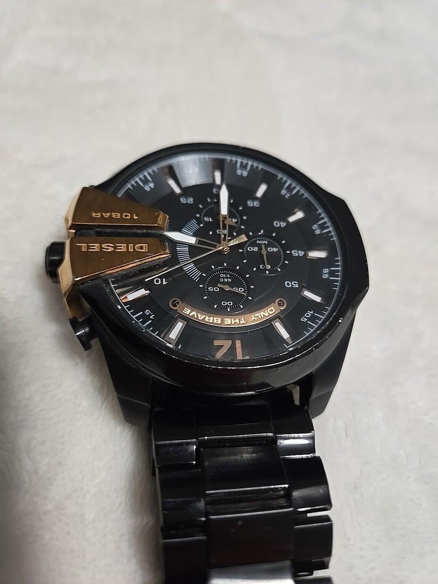 DIESEL ブラック 時計 10BAR Diesel Men's Chronograph Watch - Black Stainless Steel 10