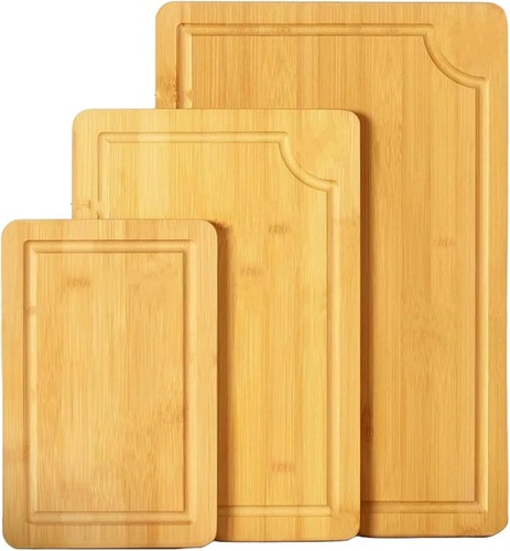 Chopping Board Set 3 Cutting Boards Bamboo Wooden Charcuterie Serving Bread Meat