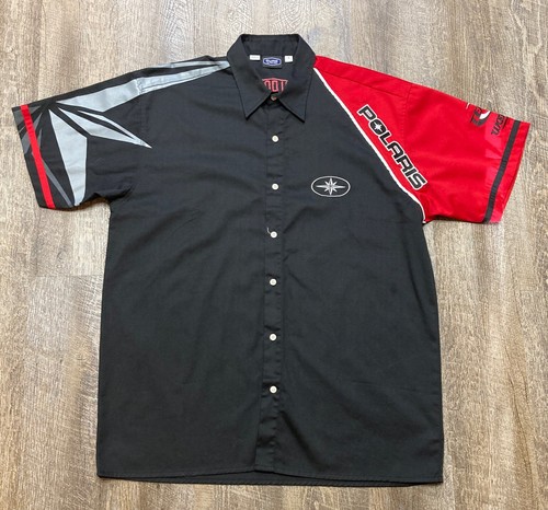 Polaris Snowmobile DuPont Racing Dragon Button Shirt Team Woodys Herren Größe LRG