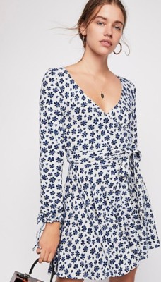 free people white dress with blue flowers Free people white and blue floral dress no size