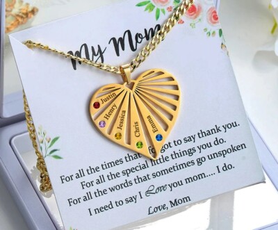 Multiple Custom Birthstone Name Necklace Personalized Customized Jewelry Gift