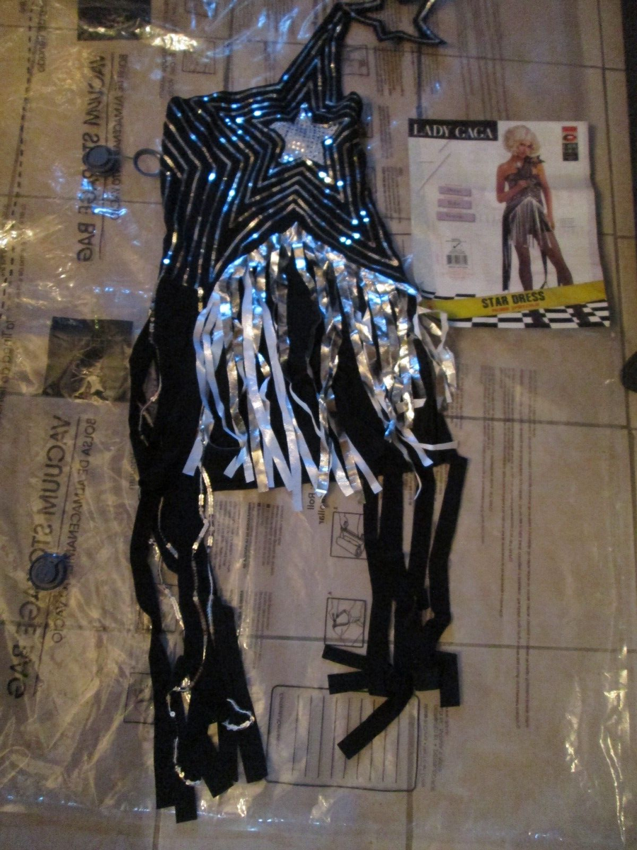 Lady Gaga Star Dress Costume S Bonus Tinsel Wig & Microphone NEW Fast  Shipping | eBay