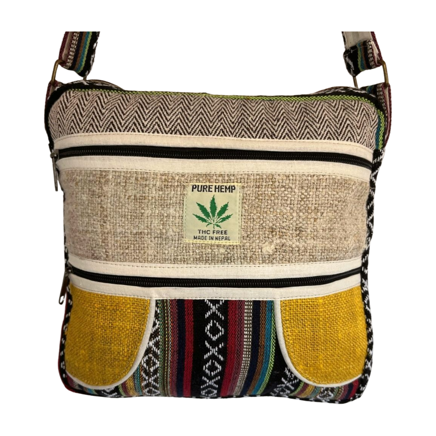 Hemp Messenger Bag Handmade Crossbody Purse Nepalese Ethnic Shoulder Satchel
