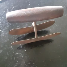 Antique Vintage Hand Food Chopper Blade Knife  Wood COPPER slicer Primative