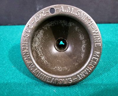 RARE c1910 AM Smith, Wine Merchant Embossed Metal Funnel, Minneapolis, Minnesota