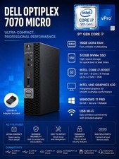 Dell OptiPlex 7070 Micro PC i7-9700T 16GB RAM 512GB SSD Windows 11 Pro WiFi