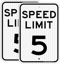  2 Pack Speed Limit 5 MPH Sign, Slow down Sign, Traffic Sign, 18" X 12" Enginee