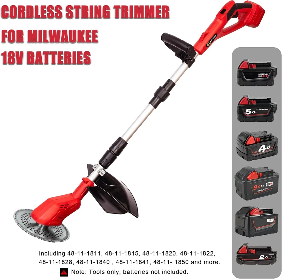 Cordless String Trimmer for Milwaukee 18V Battery, 8 INCH Brushless Weed Wacker - Image 2 of 4