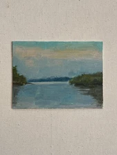 LANDSCAPE ORIGINAL PAINTING Impressionism Art Oil etude  6*8 inch